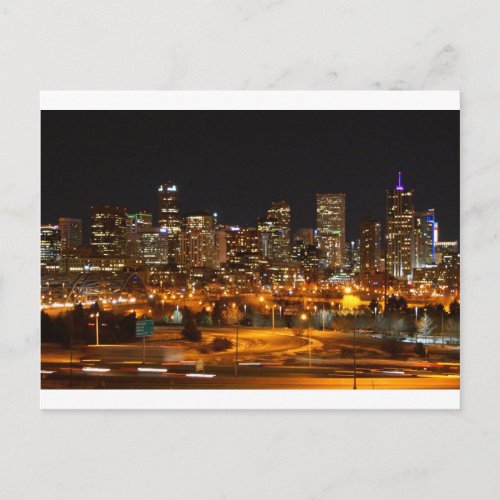Denver at night postcard