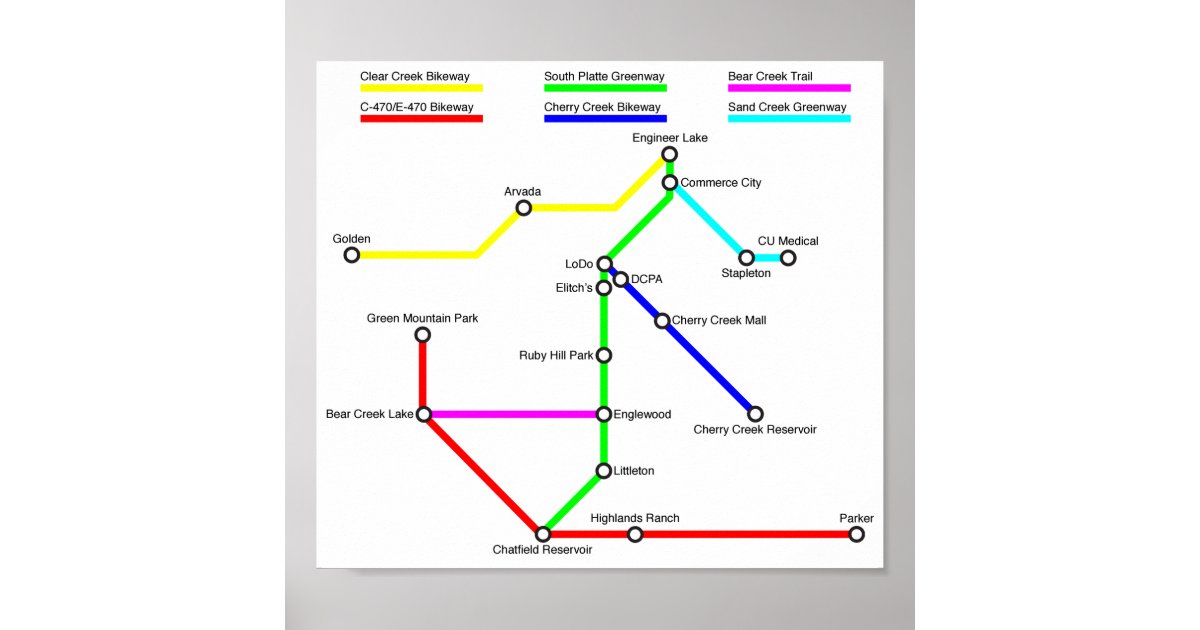 Denver Bike Map Poster Zazzle