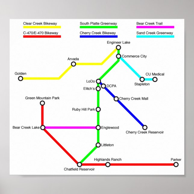 Denver Bike Map Poster (Front)