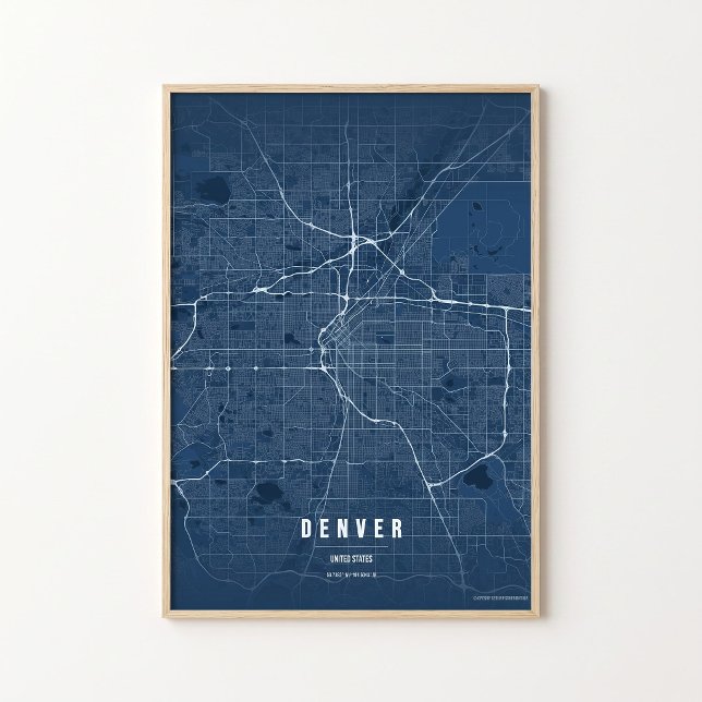 Denver Blue Map Print Colorado Poster Wallart Gift (Creator Uploaded)