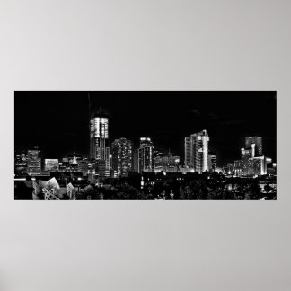 Denver by Night in Black and White Poster