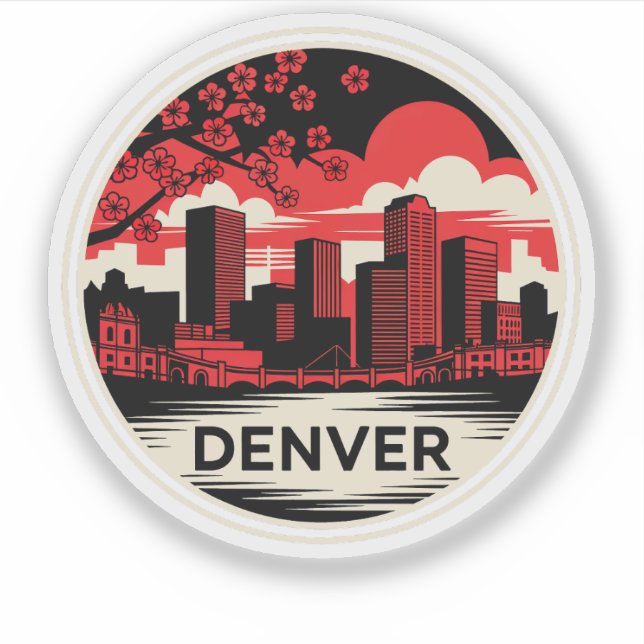 Denver City Colorado USA Sticker (Front)
