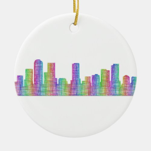 Denver city skyline ceramic ornament