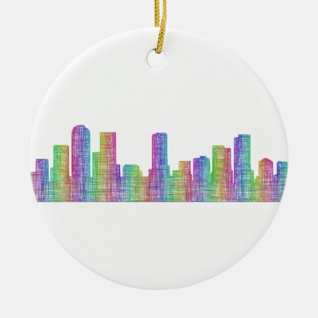Denver city skyline ceramic ornament (Front)