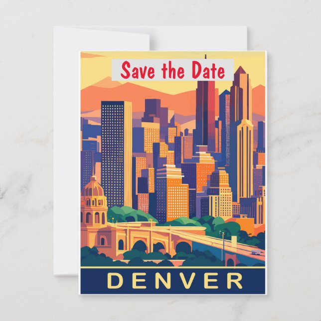 Denver, City Skyline, Colorado Save The Date (Front)