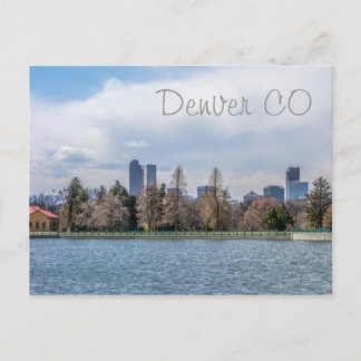 denver city skyline in colorado postcard