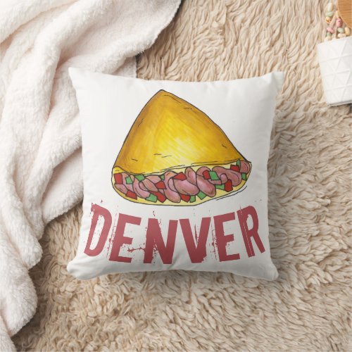 Denver CO Colorado Omelette Egg Omelet Foodie Throw Pillow