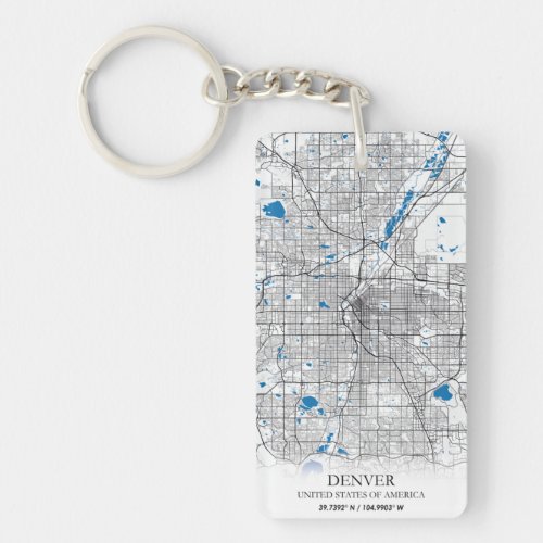 Denver CO Colorado USA Travel City Map Keychain