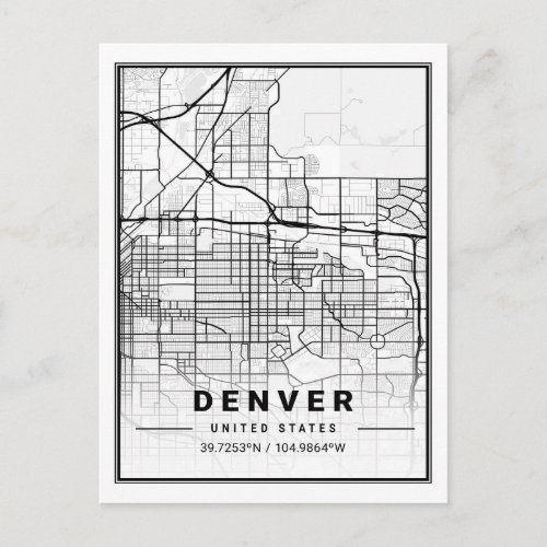 Denver CO Colorado USA Travel City Map Postcard