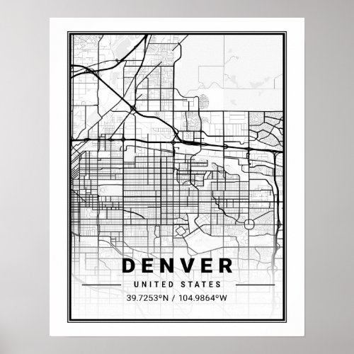 Denver CO Colorado USA Travel City Map Poster