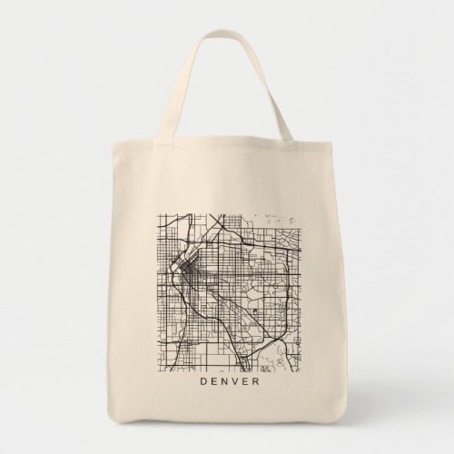 Denver CO Minimalist City Street Map Dark Design Tote Bag