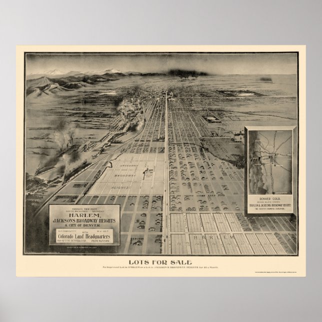 Denver, CO Panoramic Map - 1907 Poster (Front)