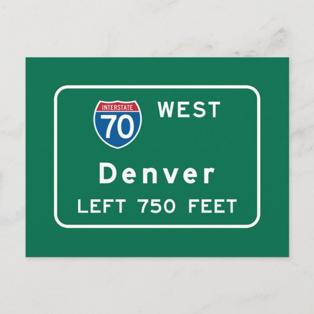 Denver, CO Road Sign Postcard (Front)