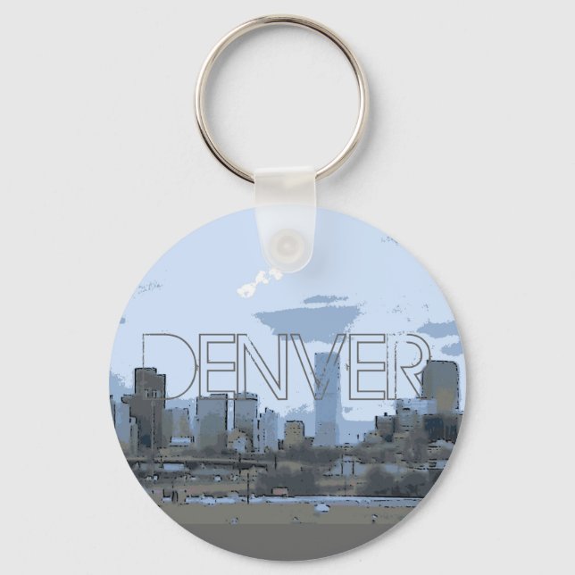 Denver Colorado artistic skyline keychain (Front)