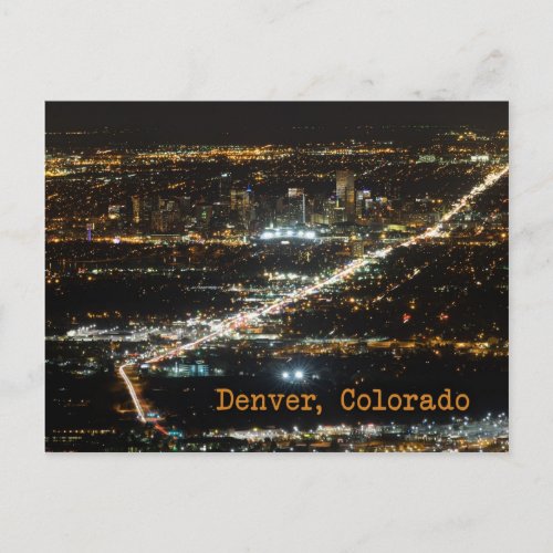 Denver Colorado at Night Postcard