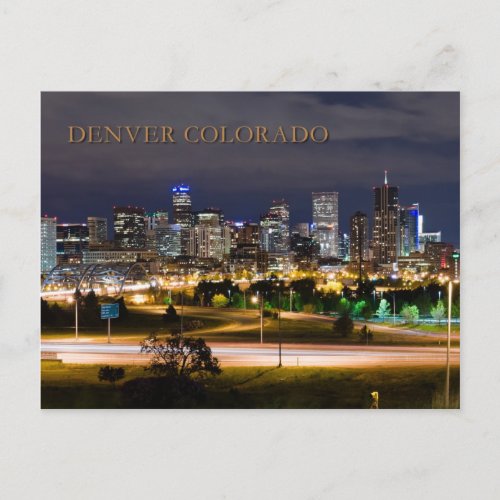 Denver Colorado at night Postcard