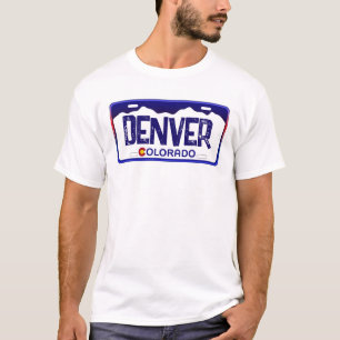 Denver Colorado blue license plate shirt