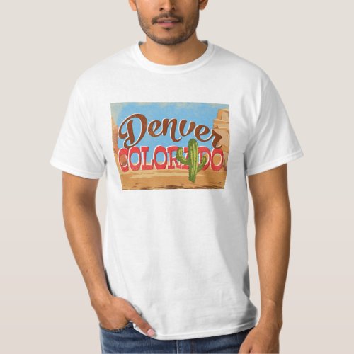 Denver Colorado Cartoon Desert Vintage Travel T_Shirt