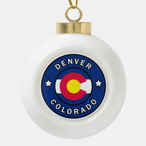 Denver Colorado Ceramic Ball Christmas Ornament