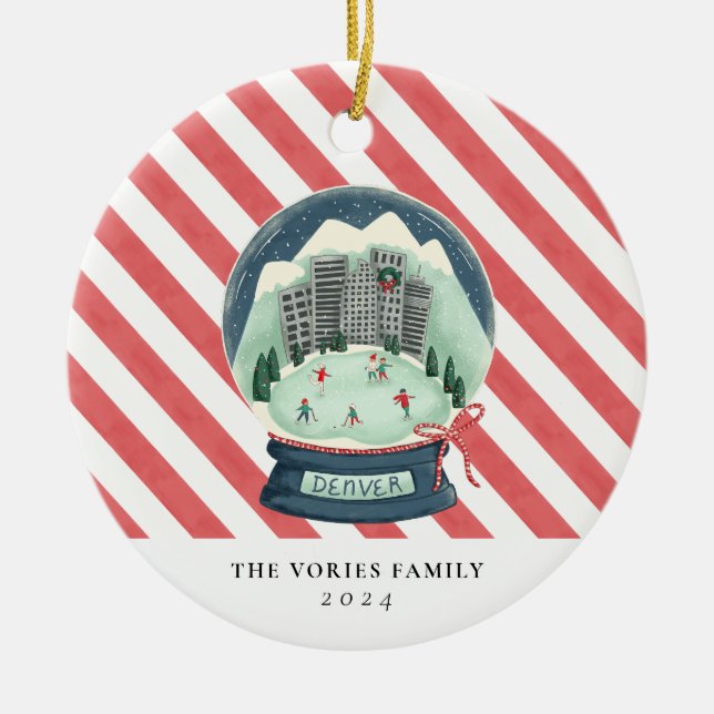 Denver Colorado Christmas Snow globe Ornament (Front)