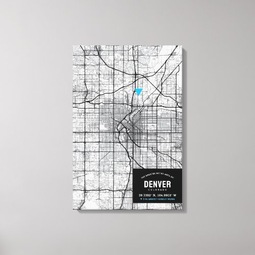 Denver Colorado City Map  Mark Your Location Canvas Print