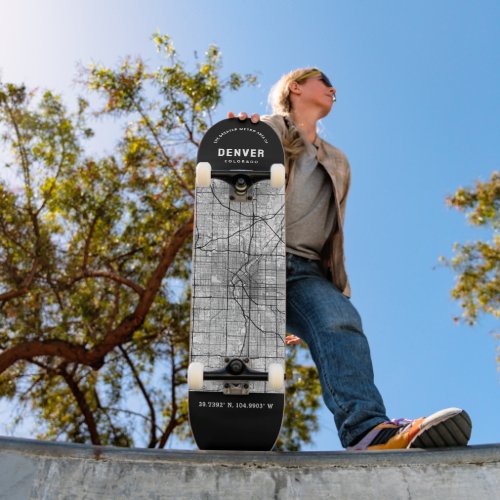 Denver Colorado City Map Skateboard