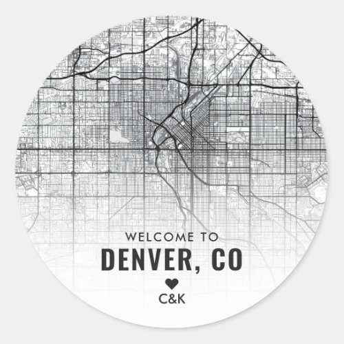 Denver Colorado City Map  Wedding Welcome Classic Round Sticker