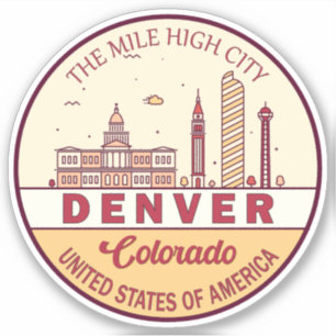 Denver Colorado City Skyline Emblem Sticker