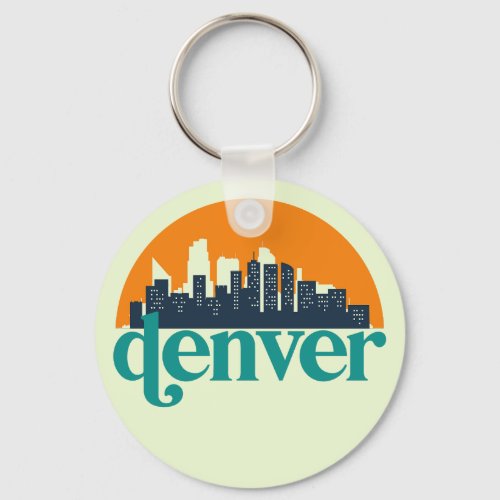 Denver Colorado City Skyline Retro Cityscape Art Keychain