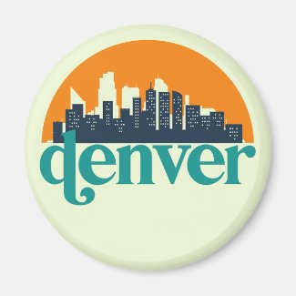 Denver Colorado City Skyline Retro Cityscape Art