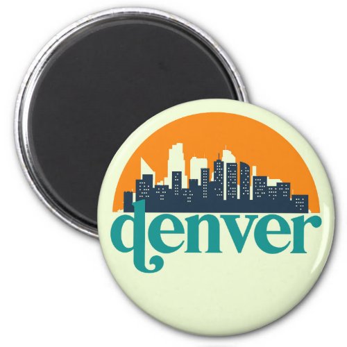 Denver Colorado City Skyline Retro Cityscape Art Magnet