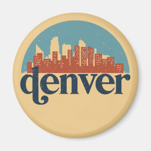 Denver Colorado City Skyline Vintage Cityscape Magnet