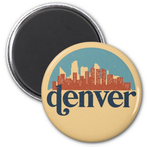 Denver Colorado City Skyline Vintage Cityscape Magnet