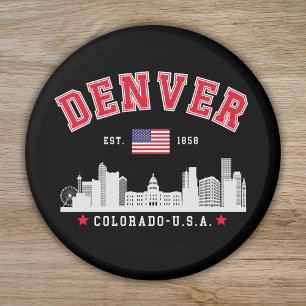 Denver Colorado Cityscape Design Magnet