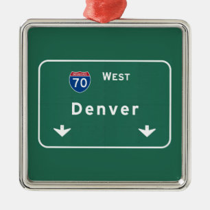 Denver Colorado co Interstate Highway Freeway : Metal Ornament