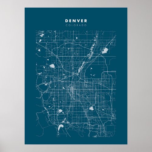 Denver _ Colorado Dark Blue City Map Poster