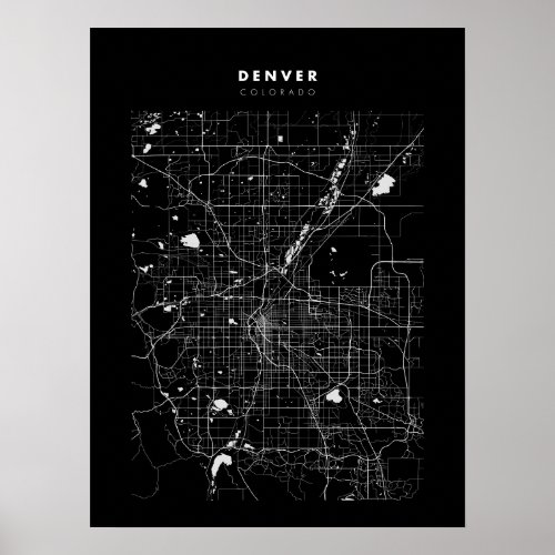 Denver _ Colorado Dark City Map Poster