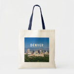 Denver Colorado downtown skyline and mountains Tote Bag
