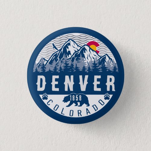 Denver Colorado Flag Camping Hiking Souvenirs 80s Button