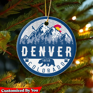 Denver Colorado Flag Camping Hiking Souvenirs 80s Ceramic Ornament
