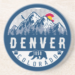 Denver Colorado Flag Mountain City Hiking Skiing Coaster