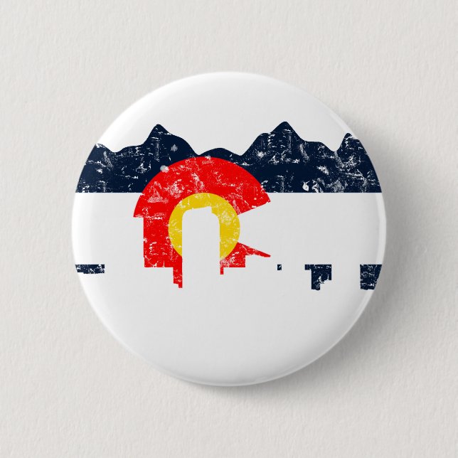 Denver Colorado Flag Pinback Button (Front)