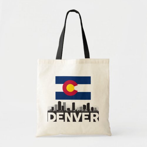 Denver Colorado Flag Skyline Tote Bag