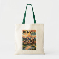 Denver Colorado Illustration Sunset Travel Art