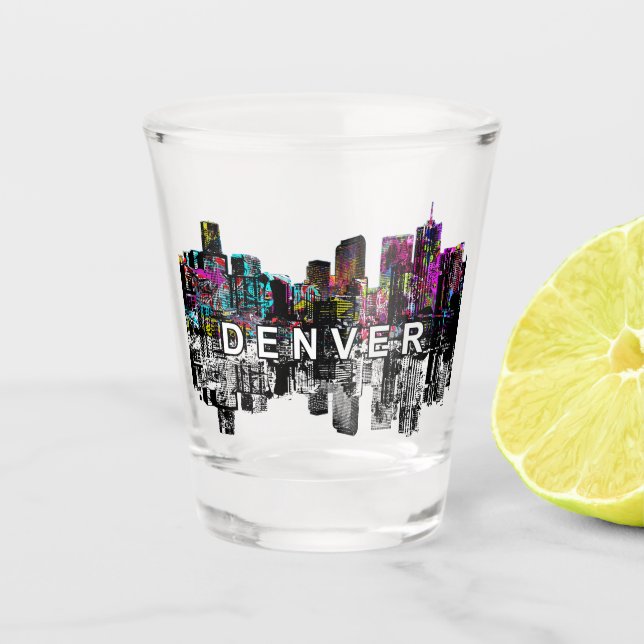 Denver, Colorado in graffiti  Shot Glass (Front)