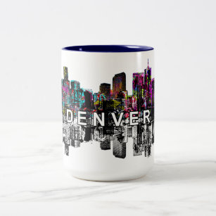 Denver, Colorado in graffiti Two-Tone Coffee Mug