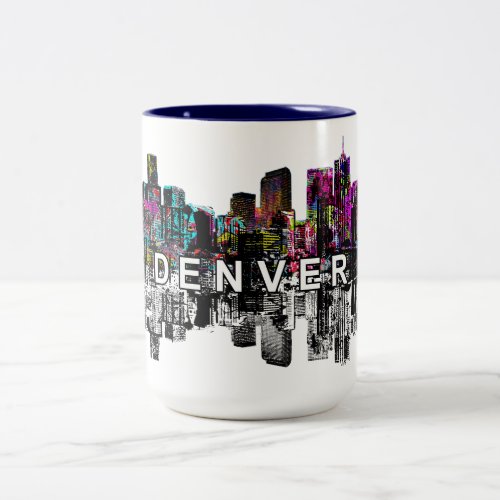 Denver Colorado in graffiti Two_Tone Coffee Mug