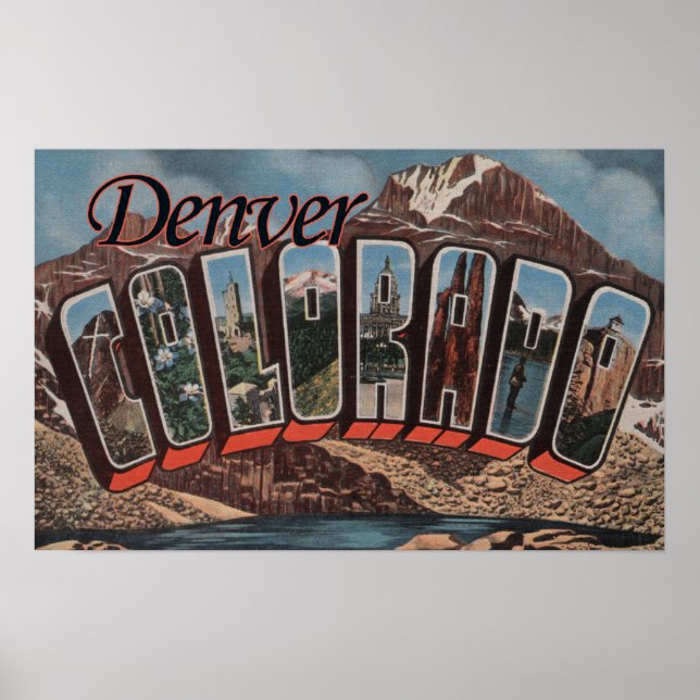 Denver, Colorado - Large Letter Scenes Poster (Front)