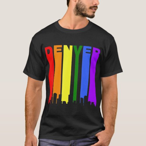 Denver Colorado LGBTQ Gay Pride Rainbow Skyline T T_Shirt