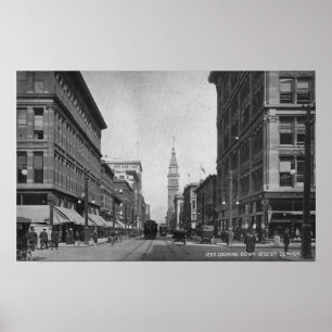 Denver, Colorado - Looking down 16th Street View Poster
